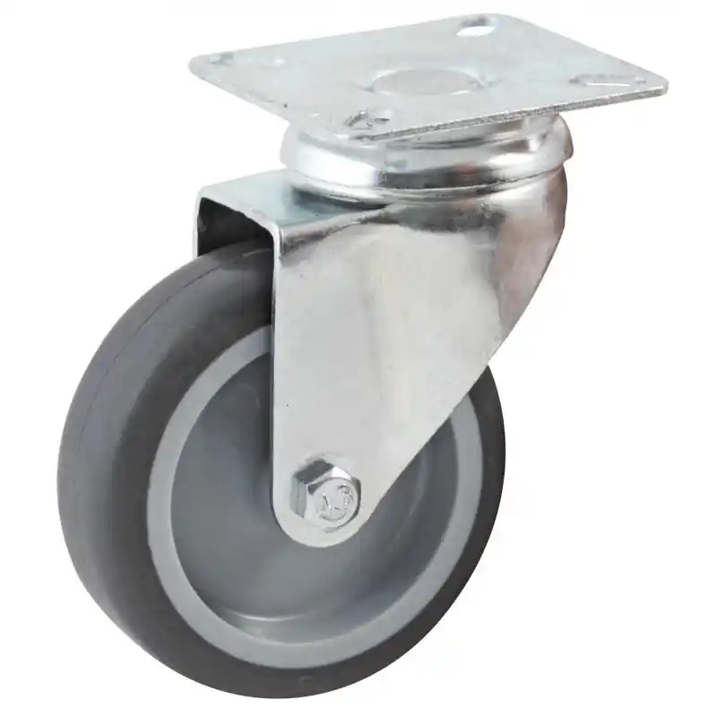 Super Prix Roulette pivotante à platine rectangulaire AVL – roue caoutchouc Ø 75 mm – alésage lisse – charge 70 kg – 552831L