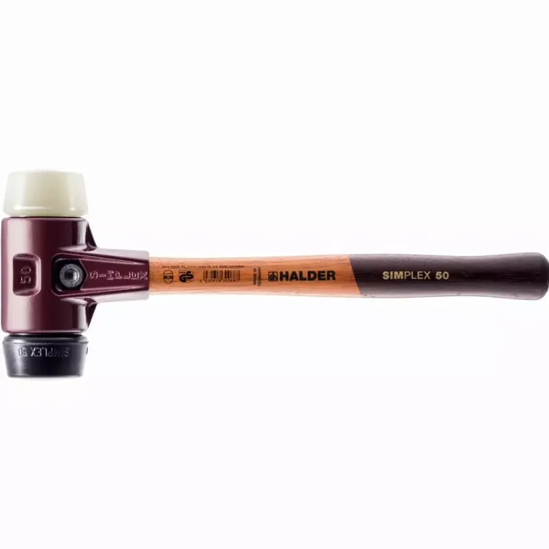 Remise Maillet HALDER SIMPLEX Caoutchouc chargé / nylon avec boîtier en fonte malléable et manche en bois - D=60 mm - 3028.060