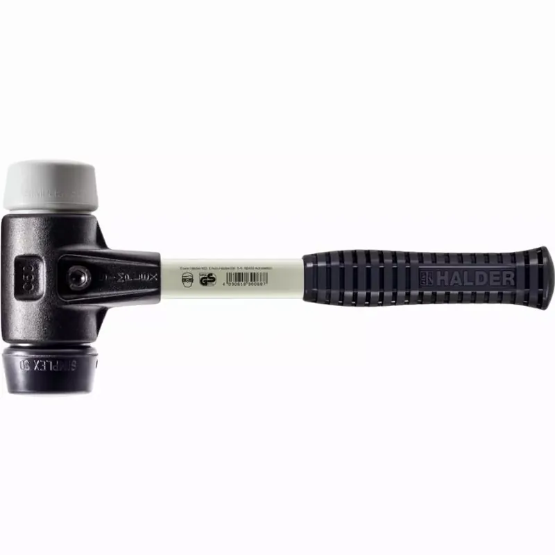 Maillet HALDER SIMPLEX caoutchouc chargé / TPE moyen avec boîtier en fonte malléable renforcée et manche en fibre de verre - D=30 mm - 3723.030 Solde