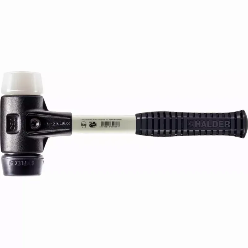 Maillet HALDER SIMPLEX Caoutchouc chargé / superplastique avec boîtier en fonte malléable renforcée et manche en fibre de verre - D=60 mm - 3727.060 Certifié