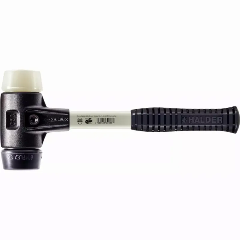 Offre Du Jour Maillet HALDER SIMPLEX Caoutchouc chargé / nylon avec boîtier en fonte malléable renforcée et manche en fibre de verre - D=30 mm - 3728.030