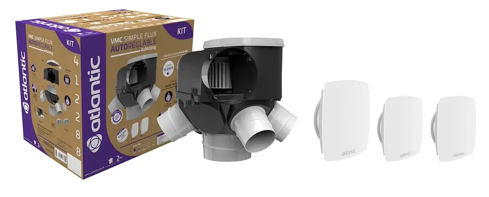 Kit Autocosy VMC autoréglable 4 sanitaires (3 bouches LINES) – ATLANTIC – 412288 Expédié Aujourd&rsquo;hui