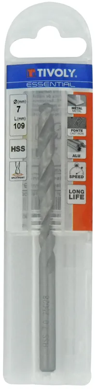 Offre Spéciale Foret métaux taillé meulé HSS DIN338 h8 Pointe en croix 7x109MM - TIVOLY - 11437740700