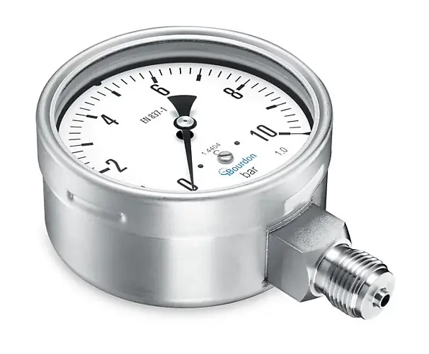 Soldes Manomètre sec raccord arrière avec étrier boitier cylindrique inox série MEX5 Baumer Bourdon