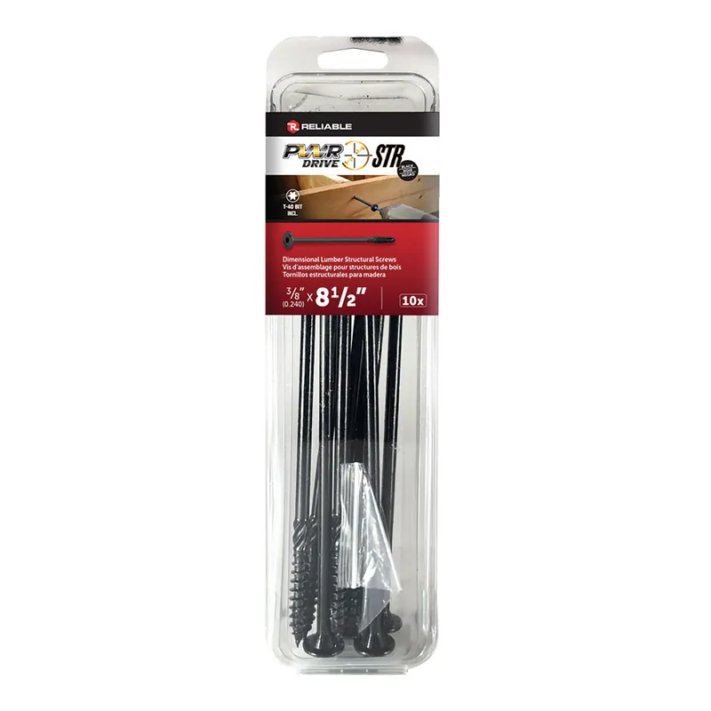 Vis structurale, PWR, T17, noir, 3/8&Prime; x 8 1/2&Prime;, 10/pqt Offre Limitée